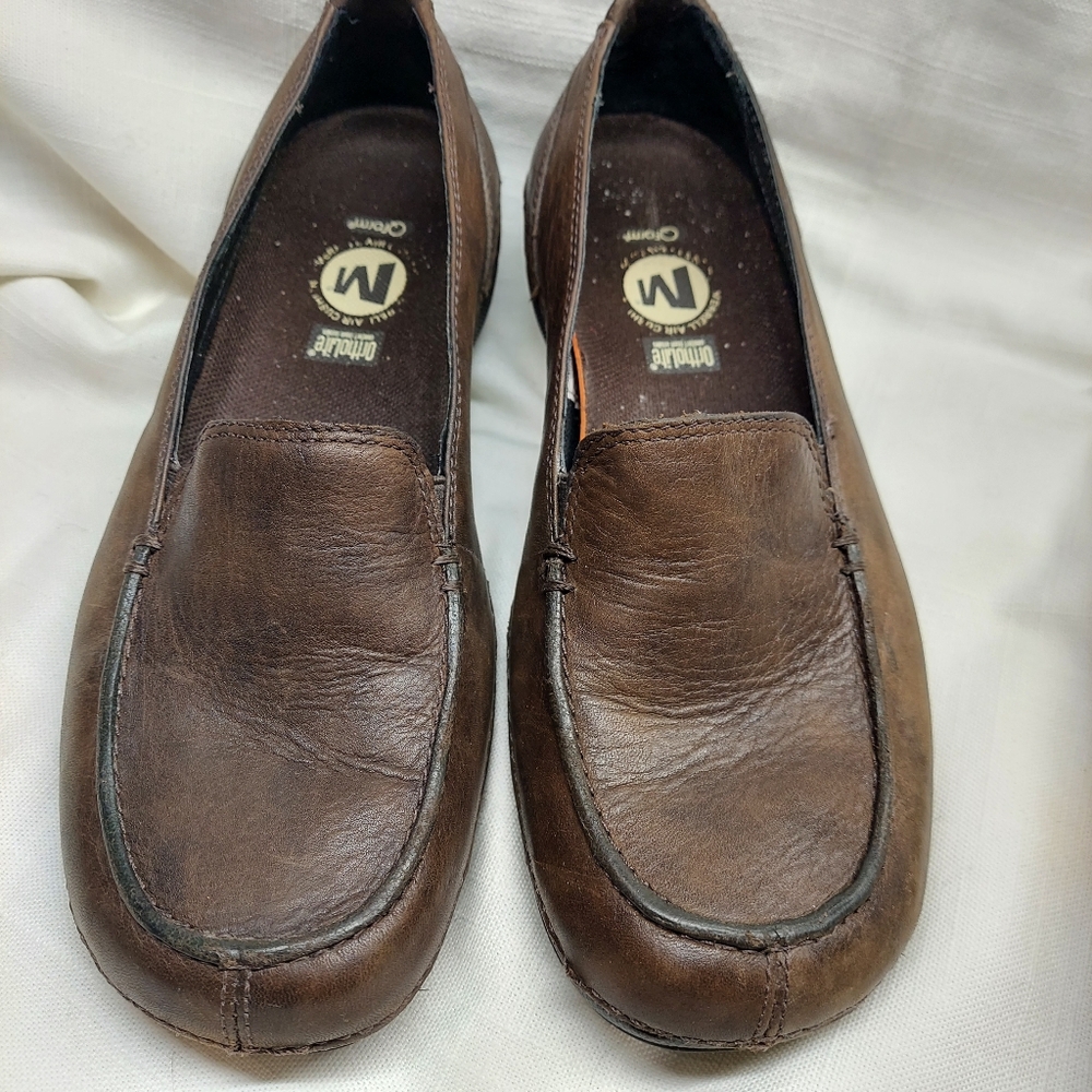 Merrell Women's Leather Ortholite Slip-On Loafers - Brown Sz 6.5 Cassual Office